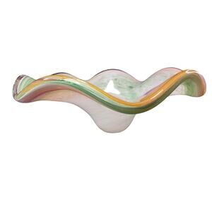 Art Glass Bowl with Pastel Color Swirls